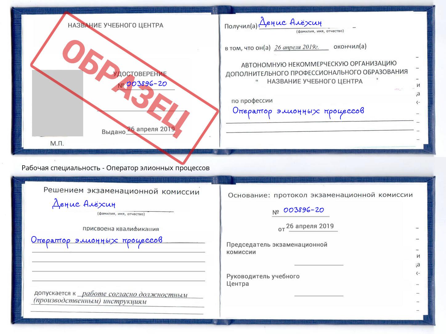Оператор элионных процессов Пенза