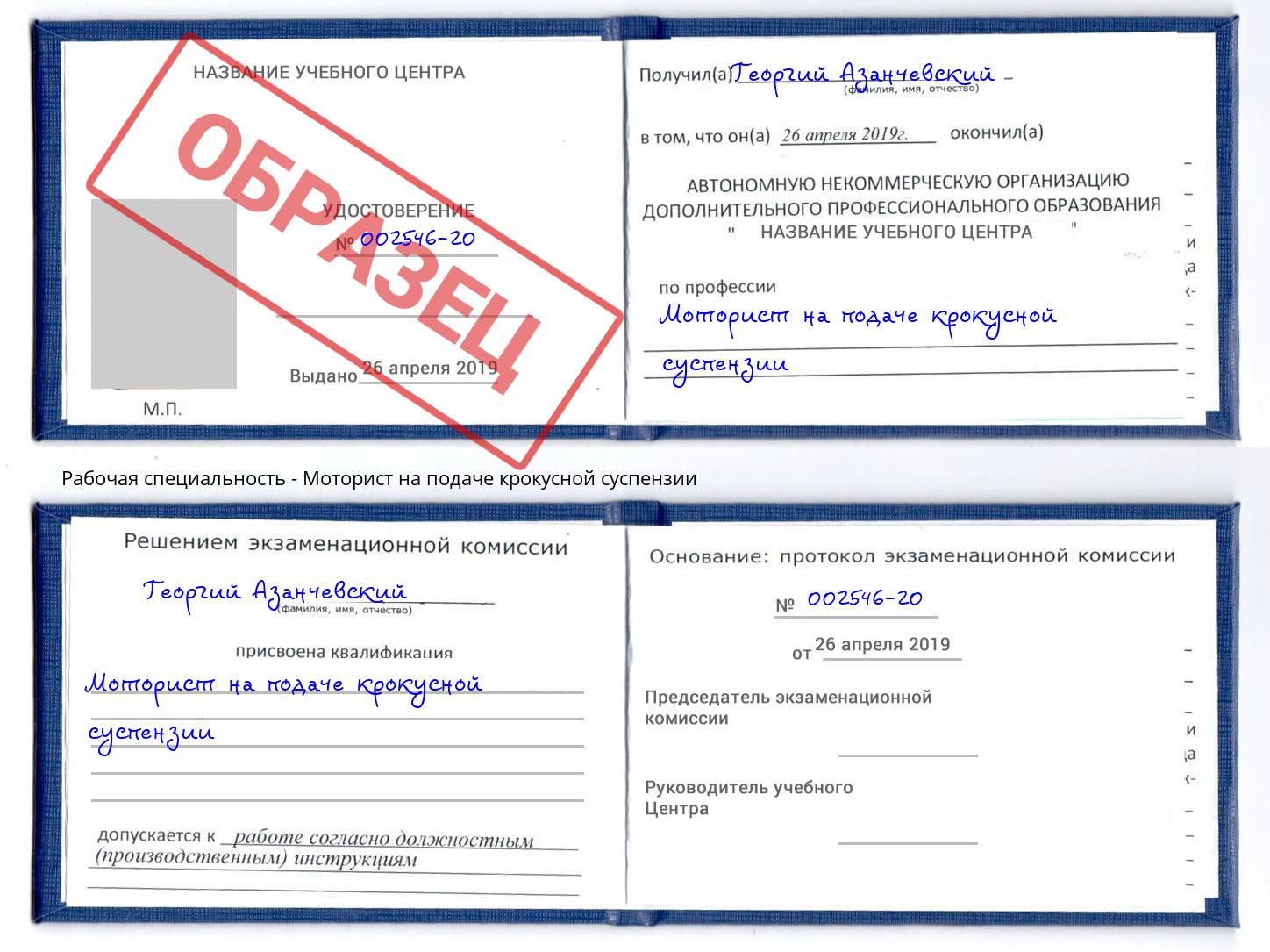 Моторист на подаче крокусной суспензии Пенза
