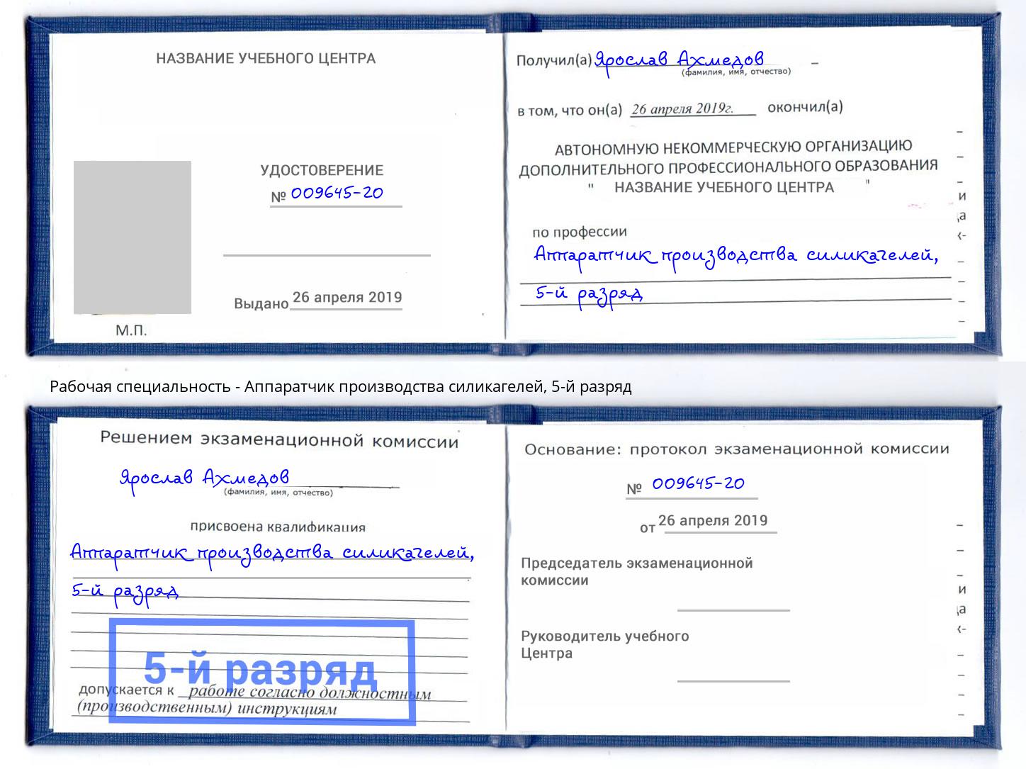 корочка 5-й разряд Аппаратчик производства силикагелей Пенза