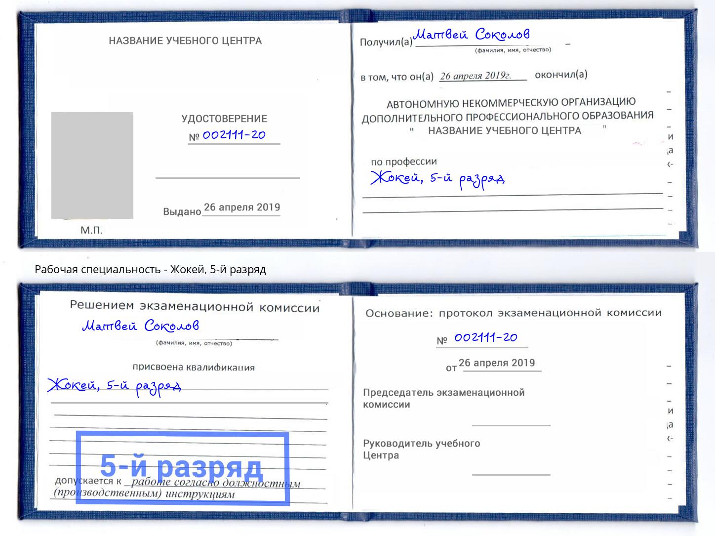 корочка 5-й разряд Жокей Пенза
