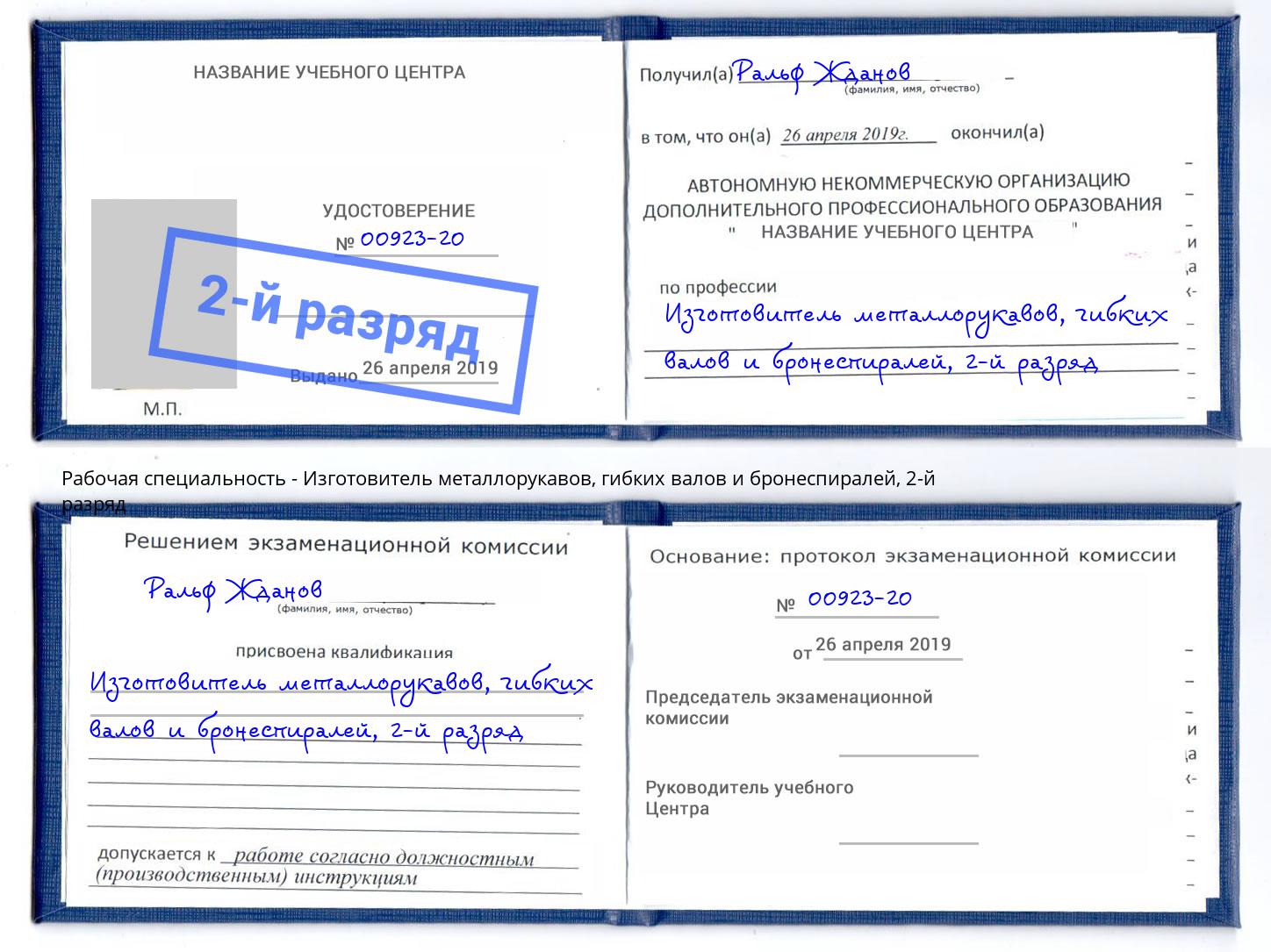 корочка 2-й разряд Изготовитель металлорукавов, гибких валов и бронеспиралей Пенза